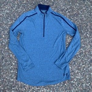 Under Armour Heat Gear Blue Heather Pullover 1/4 Zip Men's Size M